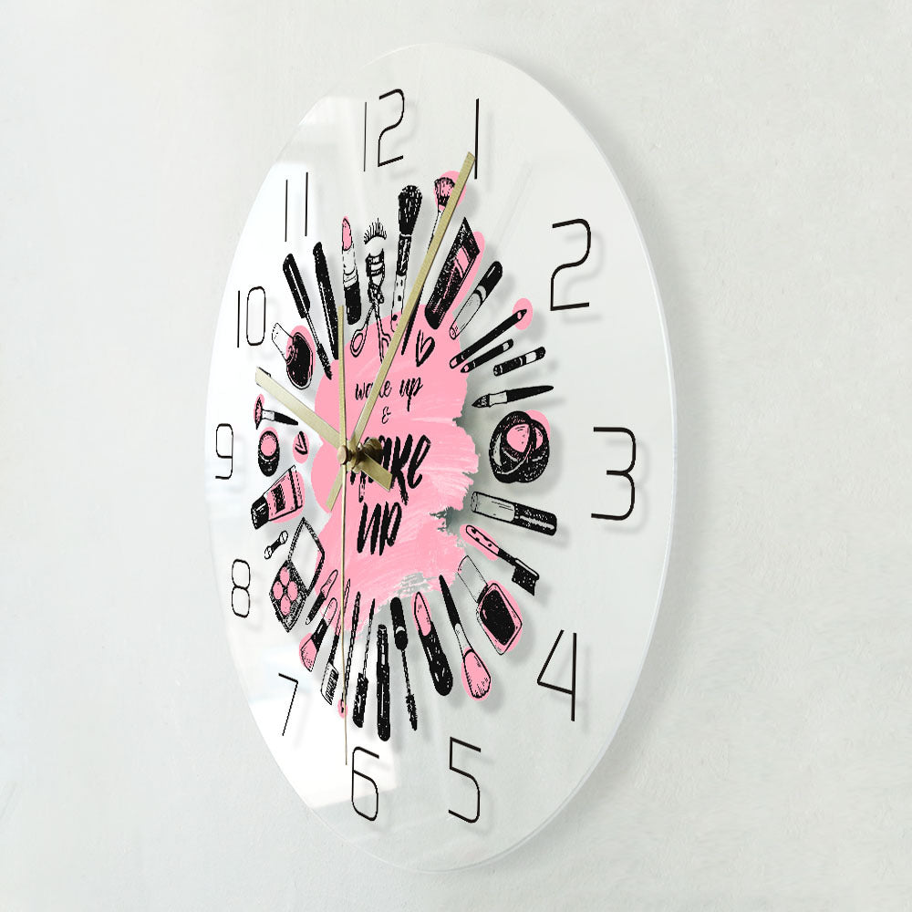 LED Light Transparent Beauty Salon Decoration Wall Clock