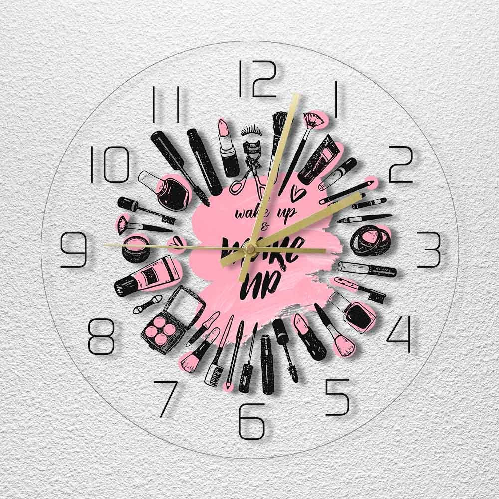 LED Light Transparent Beauty Salon Decoration Wall Clock