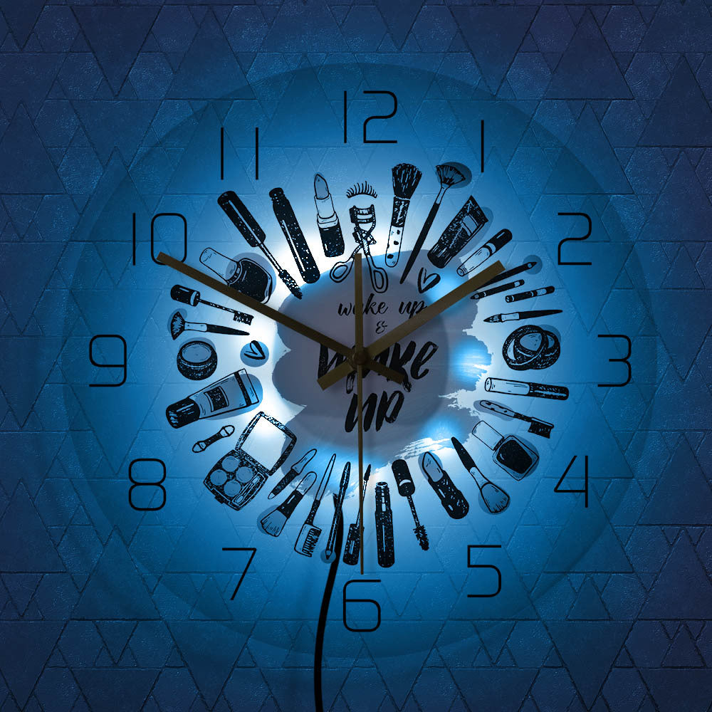 LED Light Transparent Beauty Salon Decoration Wall Clock