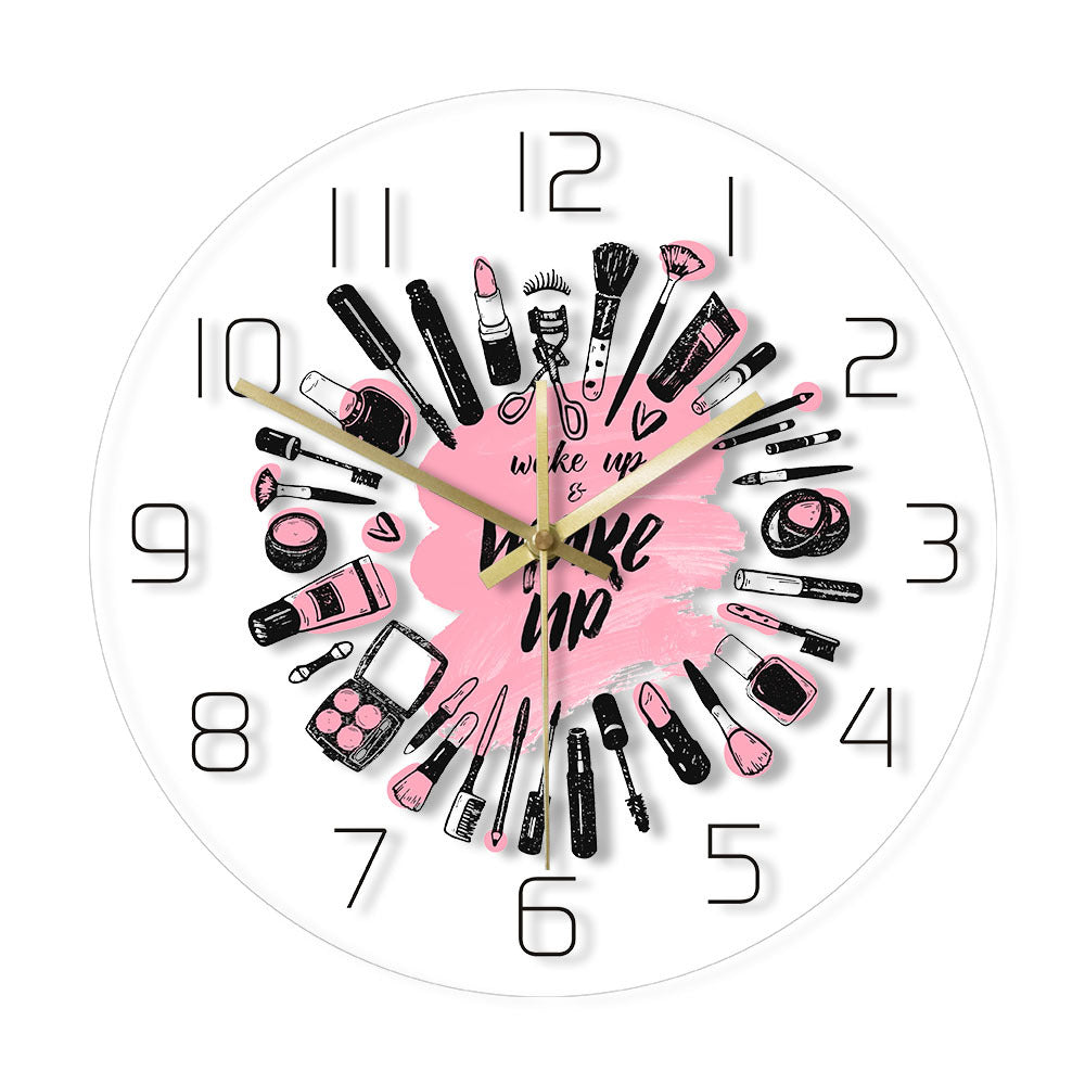 LED Light Transparent Beauty Salon Decoration Wall Clock