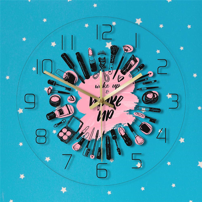 LED Light Transparent Beauty Salon Decoration Wall Clock