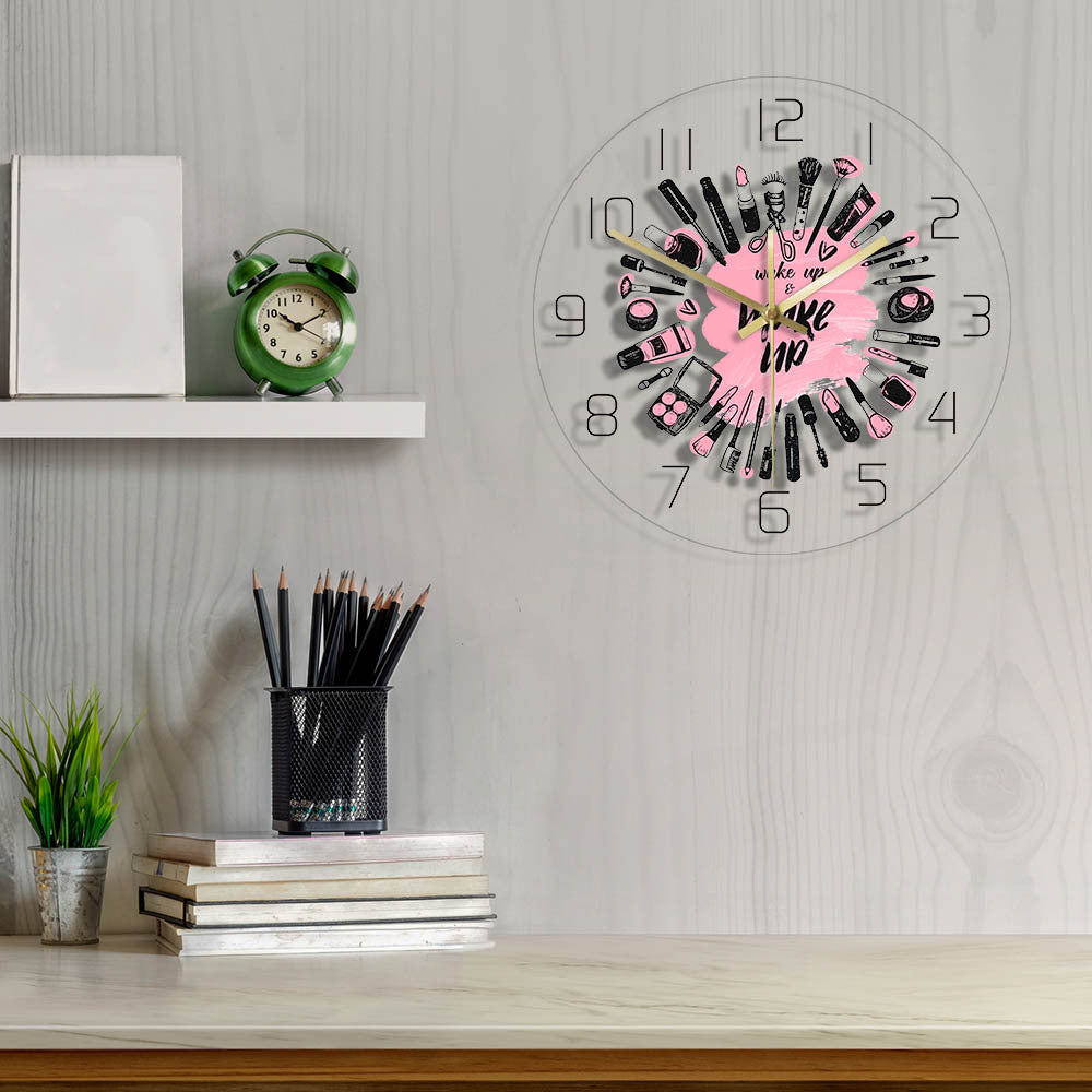 LED Light Transparent Beauty Salon Decoration Wall Clock