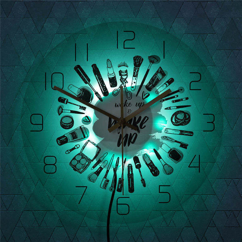 LED Light Transparent Beauty Salon Decoration Wall Clock