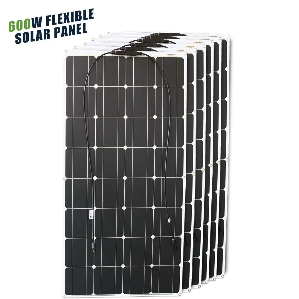 12V Flexible Solar Panel 600W 100W 200W 300W 400W 500W Bendable Waterproof Monocrystalline Best Solar Panel China for RV Boat