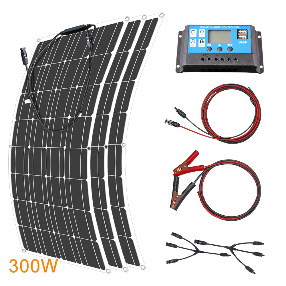 12V Flexible Solar Panel 600W 100W 200W 300W 400W 500W Bendable Waterproof Monocrystalline Best Solar Panel China for RV Boat