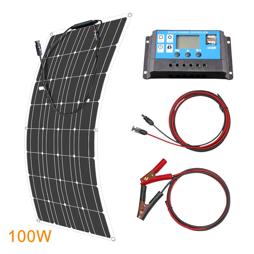 12V Flexible Solar Panel 600W 100W 200W 300W 400W 500W Bendable Waterproof Monocrystalline Best Solar Panel China for RV Boat