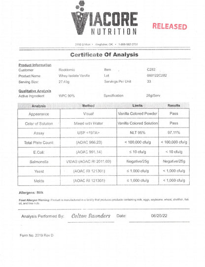 100% Whey Isolate (Vanilla Milkshake)