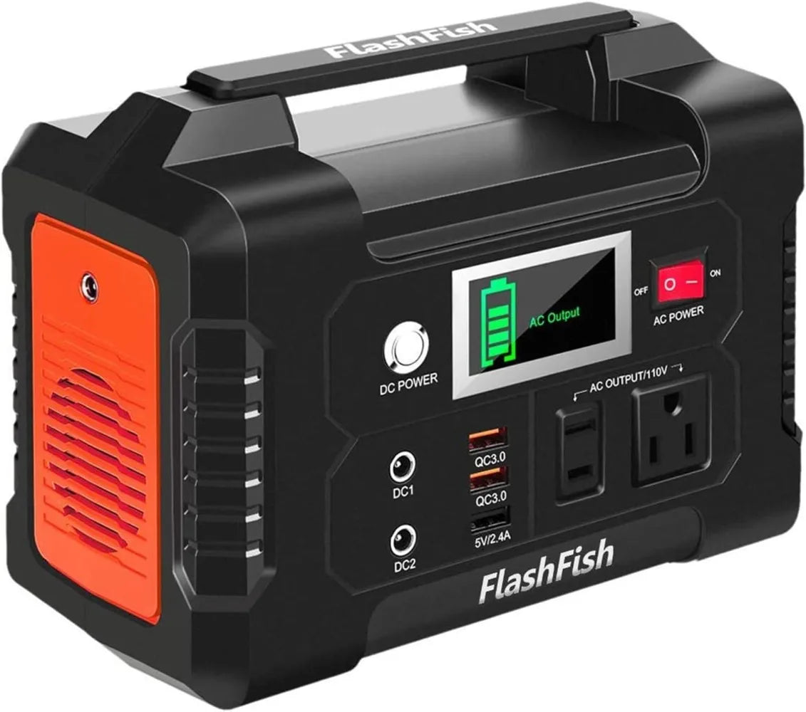 200W Portable Power Station FlashFish 40800mAh Solar Generator with 110V AC Outlet/2 DC Ports/3 USB Ports