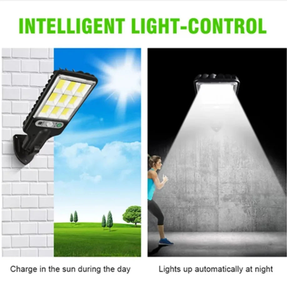 LED Solar Outdoor Remote Control 3 Modes LED Courtyard Wall Lamp Garden Terrace Garage Human Body Induction Door Street Lighting