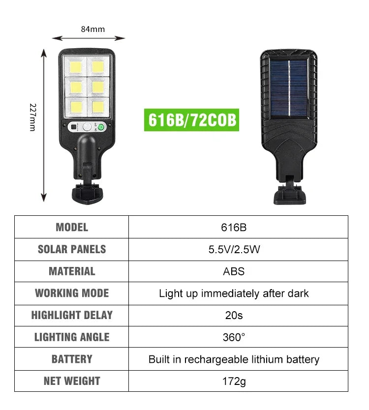 LED Solar Outdoor Remote Control 3 Modes LED Courtyard Wall Lamp Garden Terrace Garage Human Body Induction Door Street Lighting