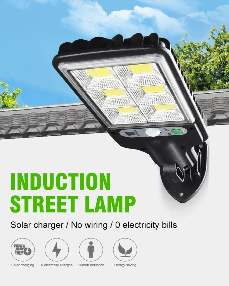 LED Solar Outdoor Remote Control 3 Modes LED Courtyard Wall Lamp Garden Terrace Garage Human Body Induction Door Street Lighting