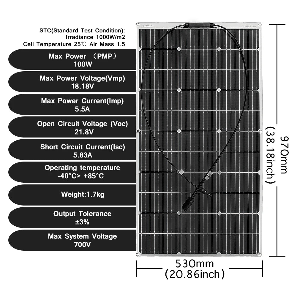 12V Flexible Solar Panel 600W 100W 200W 300W 400W 500W Bendable Waterproof Monocrystalline Best Solar Panel China for RV Boat