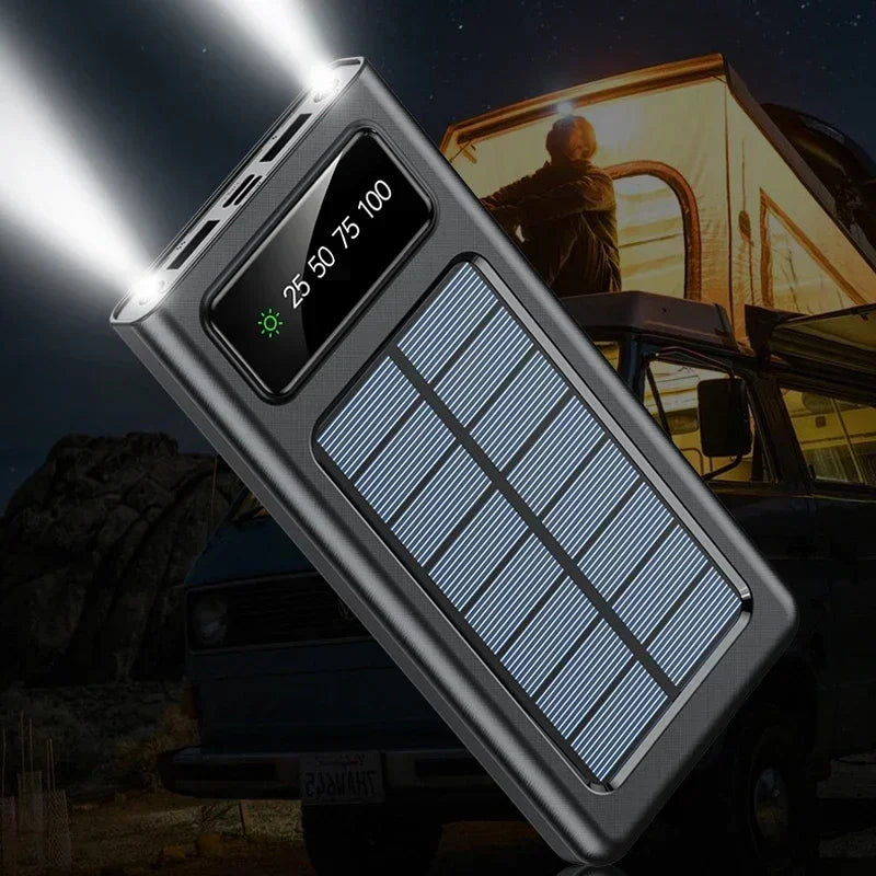 200000mAh Solar Power Bank Super Fast Charging Ultra High Capacity 4 Wire Digital Display External Battery For iphone 15 Xiaomi