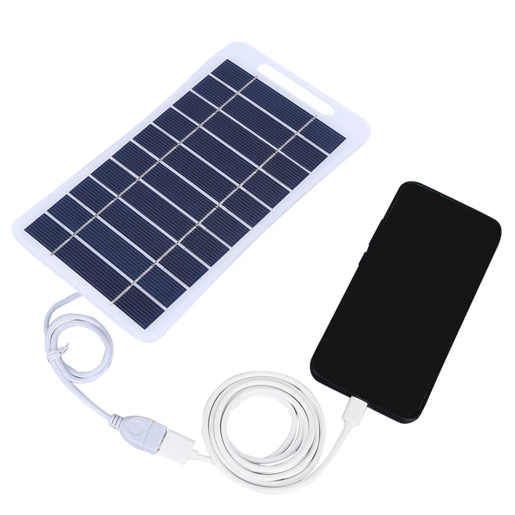 5W 5V Solar Panel Charger Portable Mobile Phone Charging Panel Battery Charger With 50cm/1.6ft Cable For Outdoor Camping Fishing