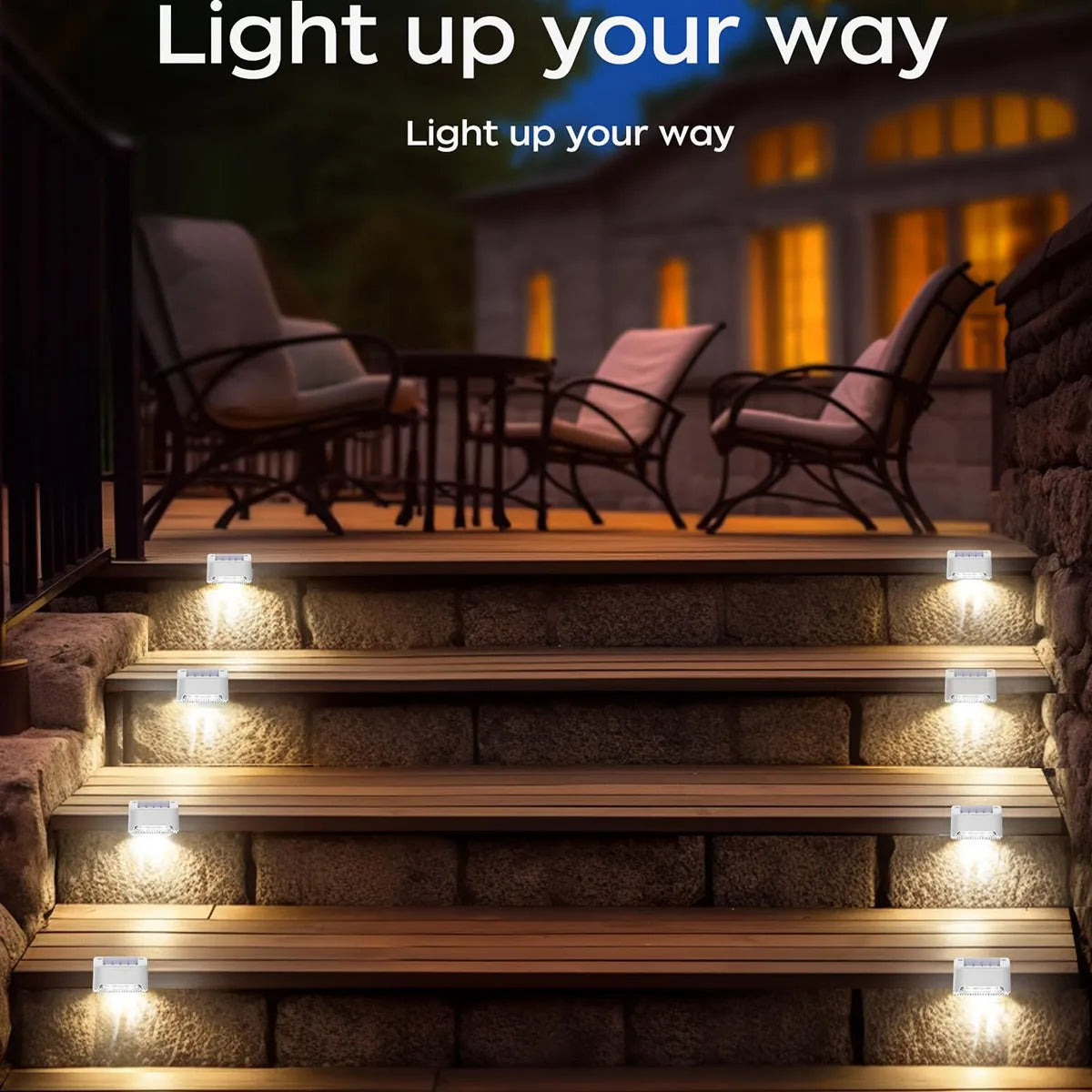 4/12 Pack Deck Lights Solar Powered, Solar Step Lights Outdoor Waterproof Led, Step Lights Solar Powered Used For Deck Stairs