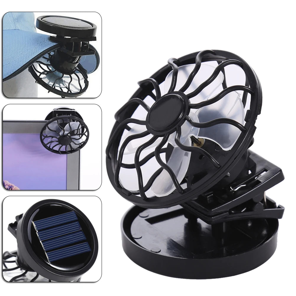 Portable Mini Solar Powered Clip Fan Mountain Climbing Camping Wilderness SurvivalSummer Hat Cap Clip Cooler Fan