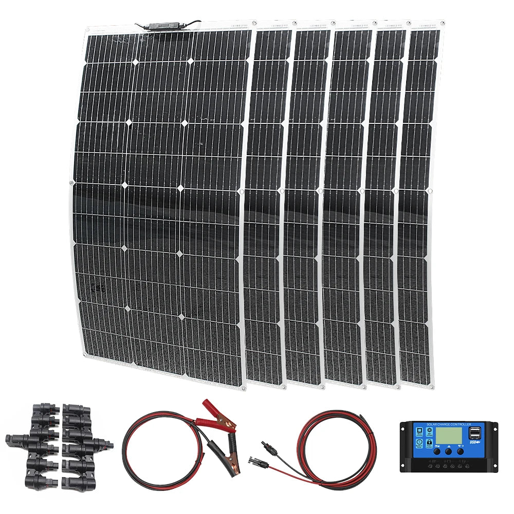 12V Flexible Solar Panel 600W 100W 200W 300W 400W 500W Bendable Waterproof Monocrystalline Best Solar Panel China for RV Boat