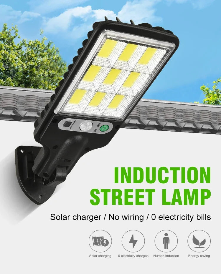 LED Solar Outdoor Remote Control 3 Modes LED Courtyard Wall Lamp Garden Terrace Garage Human Body Induction Door Street Lighting