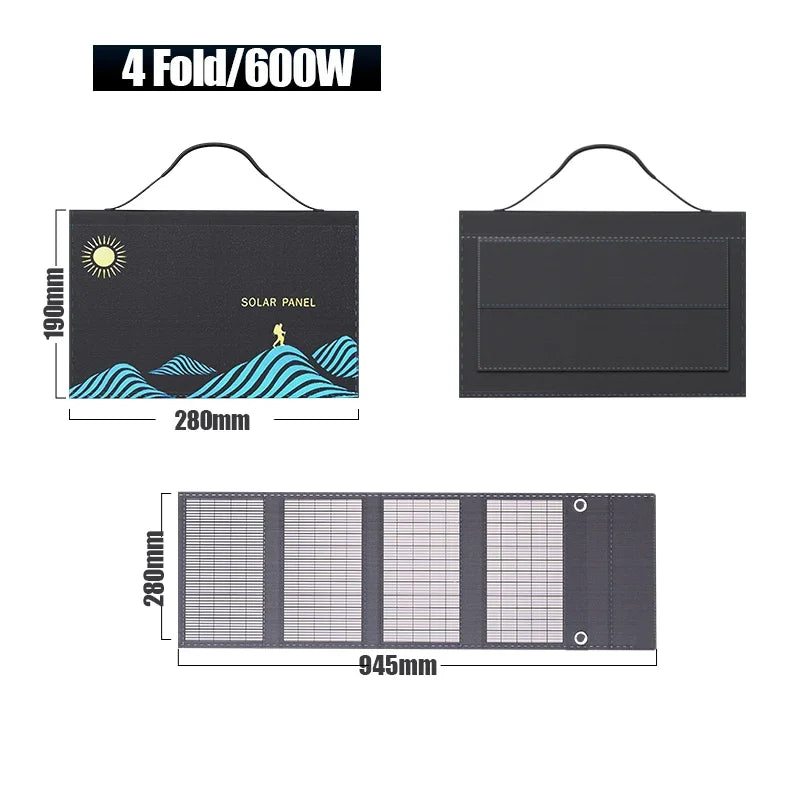 1000W Solar Panel Folding Bag USB+DC Output Solar Charger Portable Foldable Solar Charging Device Outdoor Portable Power Supply