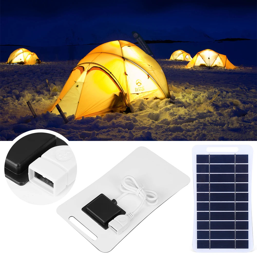 5W 5V Solar Panel Charger Portable Mobile Phone Charging Panel Battery Charger With 50cm/1.6ft Cable For Outdoor Camping Fishing