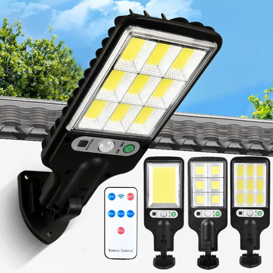 LED Solar Outdoor Remote Control 3 Modes LED Courtyard Wall Lamp Garden Terrace Garage Human Body Induction Door Street Lighting