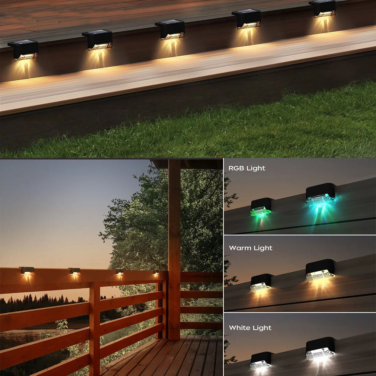 4/12 Pack Deck Lights Solar Powered, Solar Step Lights Outdoor Waterproof Led, Step Lights Solar Powered Used For Deck Stairs