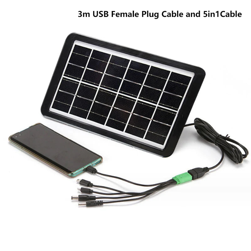 3W Portable Solar Panel With USB Charge For Phone Charging Outdoor Hiking Camping Home Mobile Power Supply Bank 6V Solar Plate