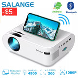 Salange P62 Mini Projector Android 4500 Lumens, 1920*1080P Supported Miracast Home Theater LED USB Video Beamer For Mobile Phone