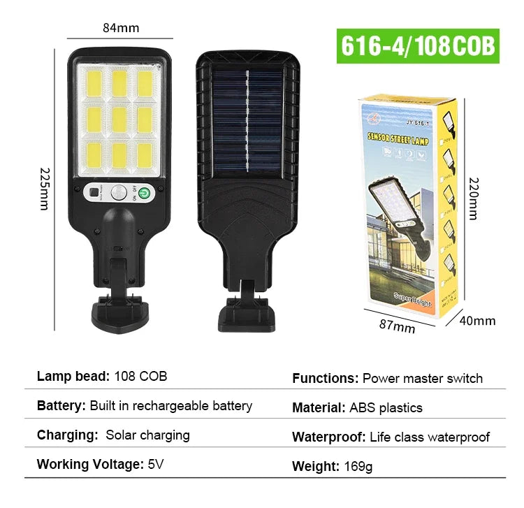 LED Solar Outdoor Remote Control 3 Modes LED Courtyard Wall Lamp Garden Terrace Garage Human Body Induction Door Street Lighting