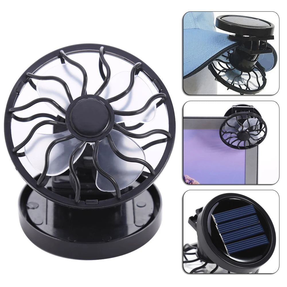 Portable Mini Solar Powered Clip Fan Mountain Climbing Camping Wilderness SurvivalSummer Hat Cap Clip Cooler Fan