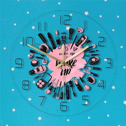 LED Light Transparent Beauty Salon Decoration Wall Clock